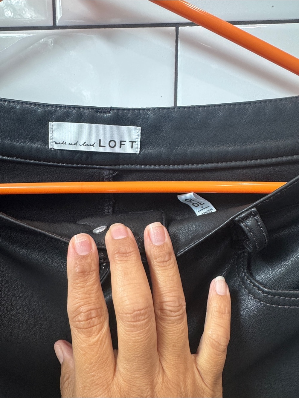 LOFT Black Faux Leather Straight-Leg Trousers - Picture 4 of 5